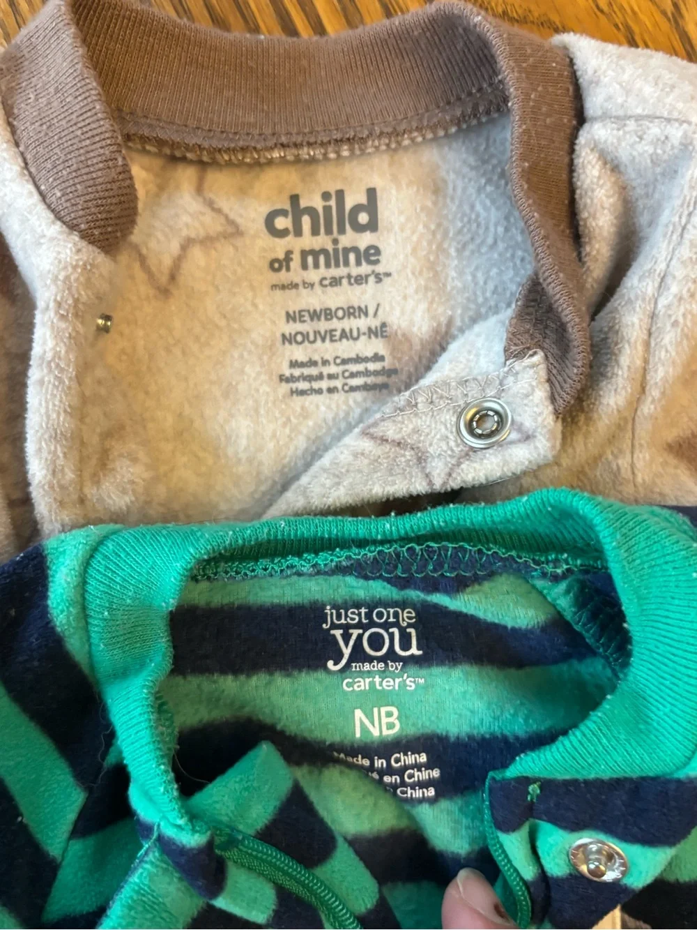 Striped TealBaby One-Piece Footed Sleepers